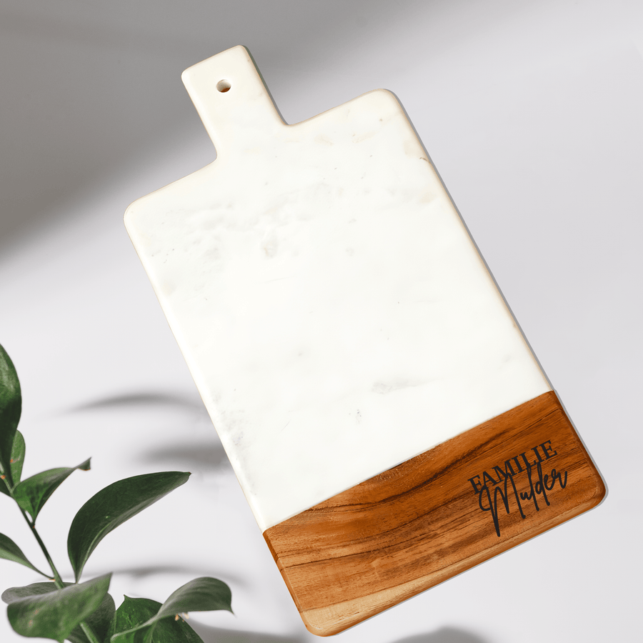 Staande Marmer/Houten Serveerplank met Familienaam - Sfeer foto