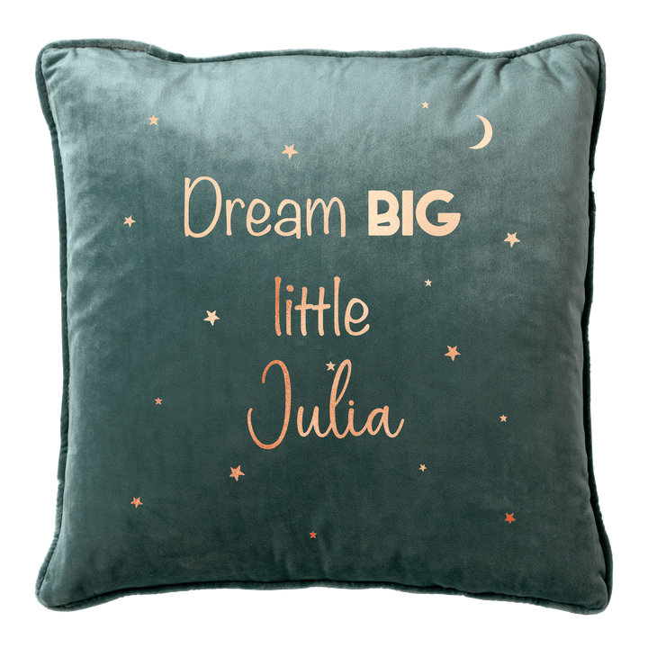 "Dream big little ...." kussen speels Groen - Cravity