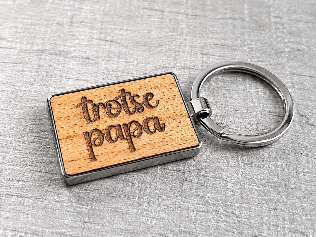 Houten Sleutelhanger “Trotse Papa” of “Trotse Opa”
