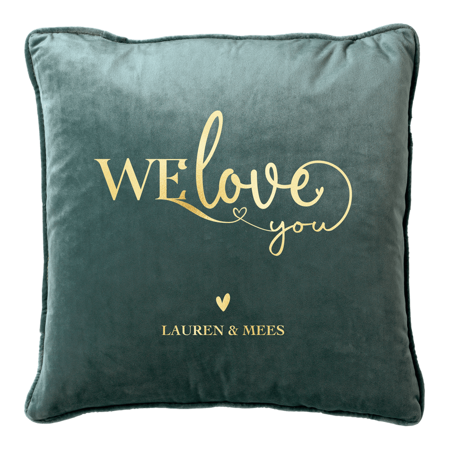 "We Love you" kussen - Groen