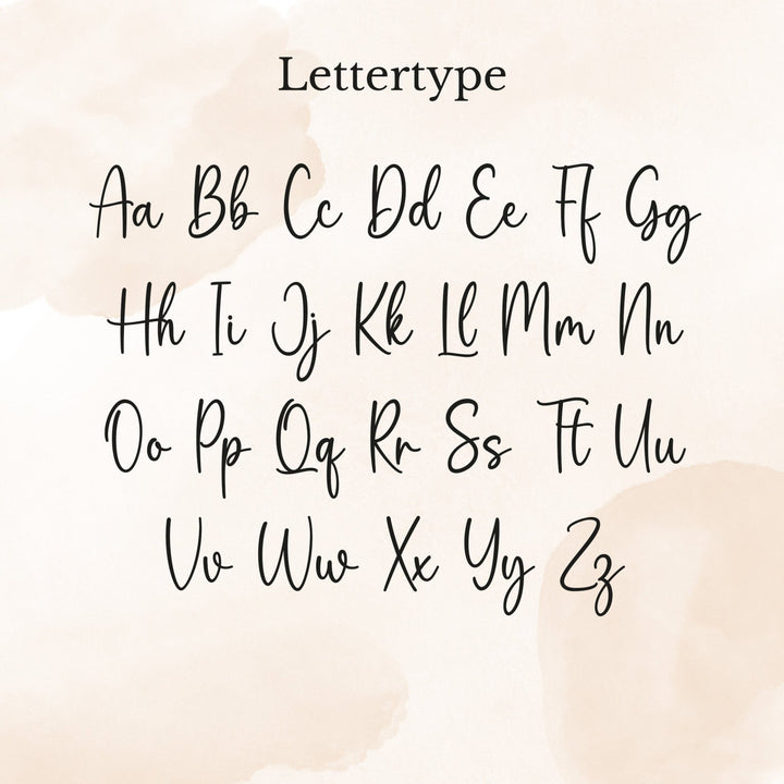 Lettertype voorbeeld met alle letters