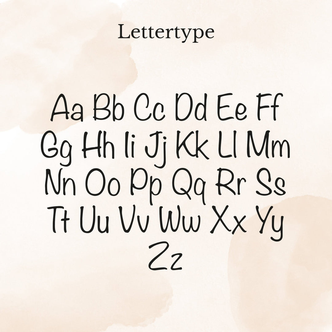 Lettertype overzicht met alle letters