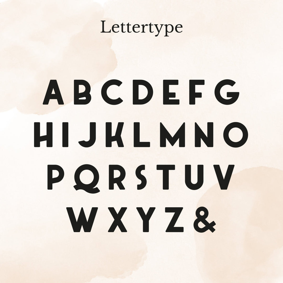 Lettertype overzicht met alle letters