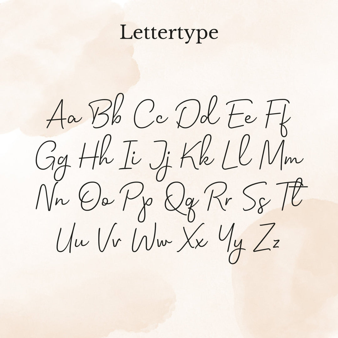 Lettertype overzicht met alle letters
